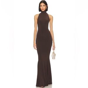 Norma Kamali HALTER TURTLE FISHTAIL GOWN